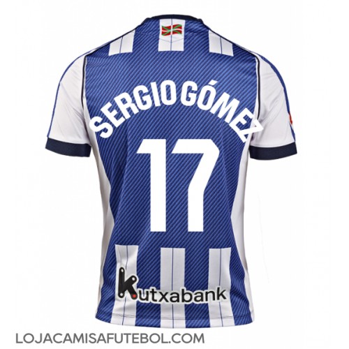 Camisa de Futebol Real Sociedad Sergio Gomez #17 Equipamento Principal 2025-26 Manga Curta